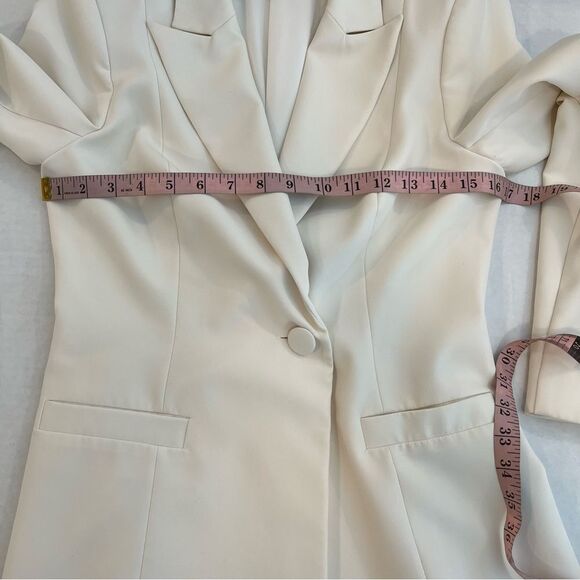 Aidan by Aidan Mattox White Tuxedo Blazer Dress | Size 4 - Picture 13 of 15